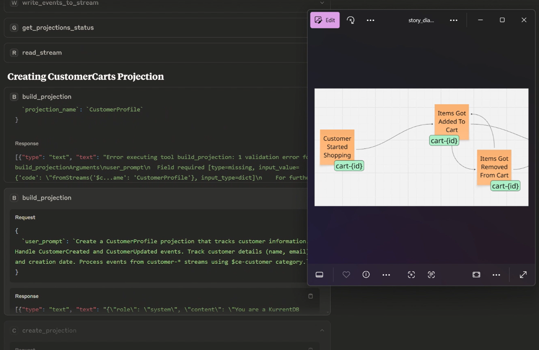 Example of a prompt and the output from the MCP Server.